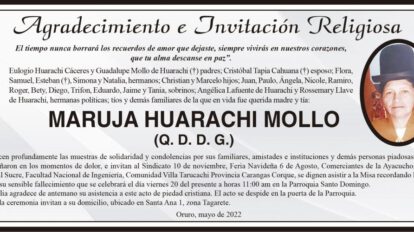 Agradecimiento e Invitación Religiosa por Maruja Huarachi Mollo
