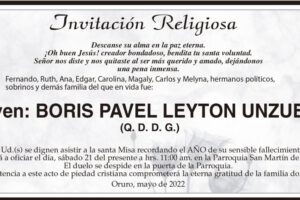 Obituario de Boris Pavel Leyton Unzueta