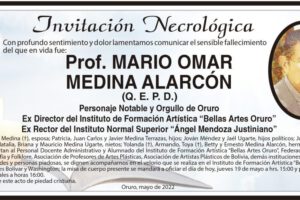 Invitación Necrológica: Prof. Mario Omar Medina Alarcón