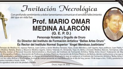Invitación Necrológica: Prof. Mario Omar Medina Alarcón