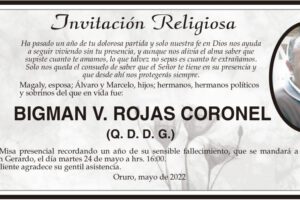 Invitación Religiosa para BIGMAN V. ROJAS CORONEL