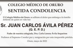 Condolencias por la muerte de Juan Carlos Ávila Pérez