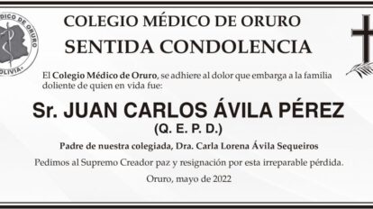 Condolencias por la muerte de Juan Carlos Ávila Pérez