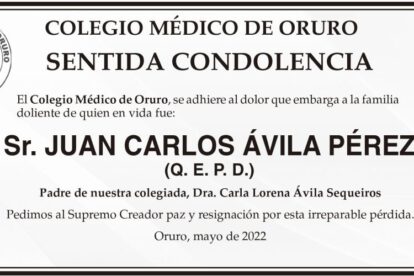 Condolencias por la muerte de Juan Carlos Ávila Pérez