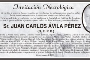 Invitación Necrológica para Juan Carlos Ávila Pérez