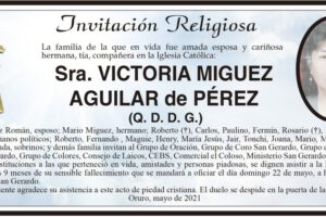 Invitación Religiosa para recordar a Victoria Miguez Aguilar