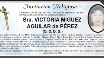 Invitación Religiosa para recordar a Victoria Miguez Aguilar