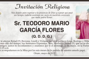 Invitación Religiosa para Teodoro Mario García Flores
