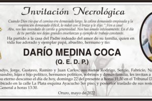Invitación Necrológica de Darío Medina Coca