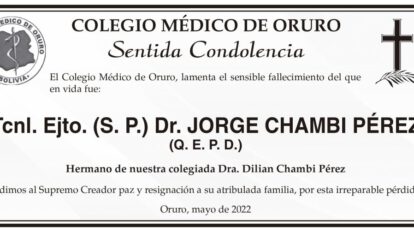 Condolencias por el fallecimiento del Dr. Jorge Chambi Pérez