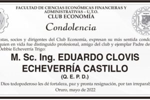 Condolencias por la pérdida de Eduardo Clovis Echeverría Castillo