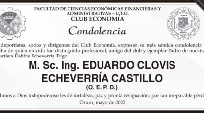 Condolencias por la pérdida de Eduardo Clovis Echeverría Castillo