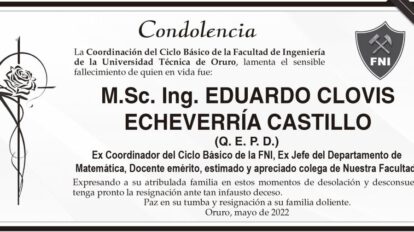 Condolencia por el fallecimiento de Eduardo Clovis Echeverría Castillo