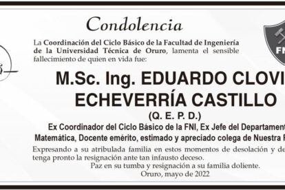 Condolencia por el fallecimiento de Eduardo Clovis Echeverría Castillo