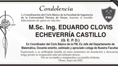 Condolencia por el fallecimiento de Eduardo Clovis Echeverría Castillo