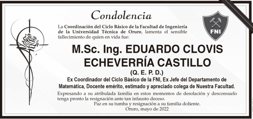 Condolencia por el fallecimiento de Eduardo Clovis Echeverría Castillo
