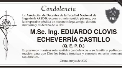 Condolencias por la pérdida de Eduardo Clovis Echeverría Castillo