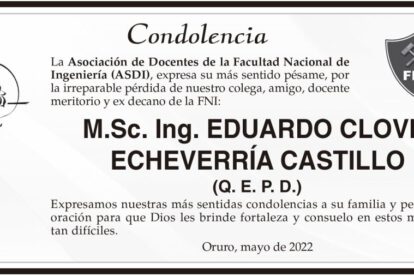 Condolencias por la pérdida de Eduardo Clovis Echeverría Castillo