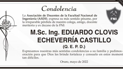 Condolencias por la pérdida de Eduardo Clovis Echeverría Castillo