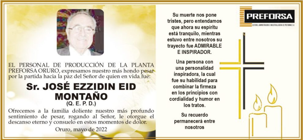 Necrológico de José Ezzidin Eid Montaño