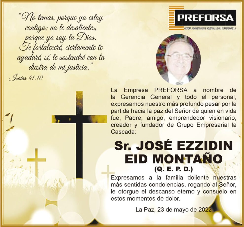 Necrológico de José Ezzidin Eid Montaño