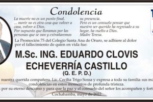 Condolencia por la muerte de Eduardo Clovis Echeverría Castillo