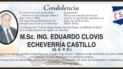 Condolencia por la muerte de Eduardo Clovis Echeverría Castillo