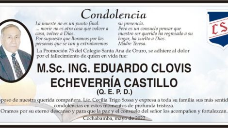Condolencia por la muerte de Eduardo Clovis Echeverría Castillo