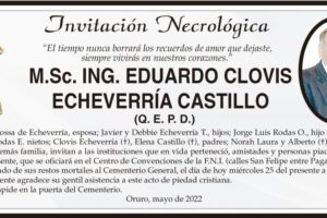 Invitación Necrológica de Eduardo Clovis Echeverría Castillo