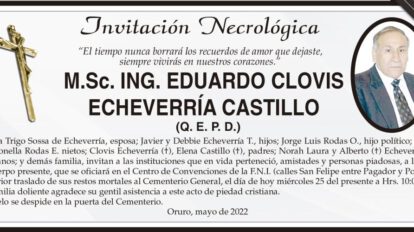 Invitación Necrológica de Eduardo Clovis Echeverría Castillo