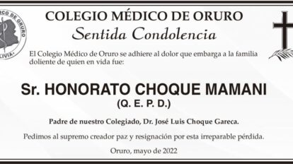 Condolencias por la muerte de Honorato Choque Mamani