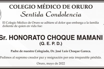 Condolencias por la muerte de Honorato Choque Mamani