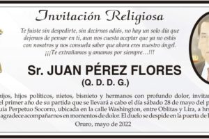 Invitación Religiosa para Juan Pérez Flores