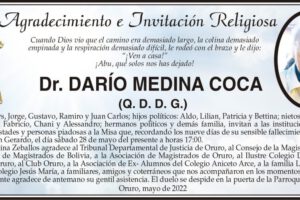 Agradecimiento e Invitación Religiosa por el Dr. Darío Medina Coca