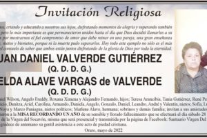 Invitación Religiosa para Juan Daniel Valverde Gutiérrez y Elda Alave Vargas