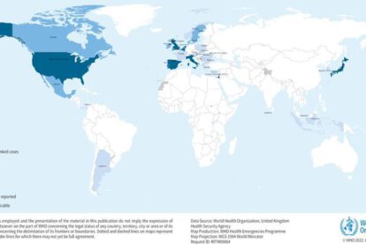 Mapa de casos de hepatitis aguda en niños en el mundo