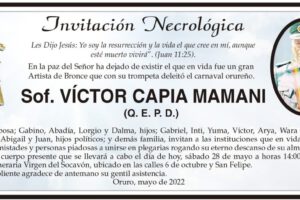 Invitación Necrológica Sof. Víctor Capia Mamani