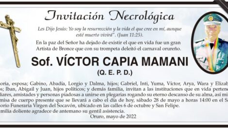 Invitación Necrológica Sof. Víctor Capia Mamani