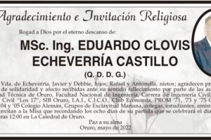 Agradecimiento e Invitación Religiosa por MSc. Ing. Eduardo Clovis Echeverría Castillo