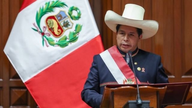 Presidente de Perú Pedro Castillo en un discurso