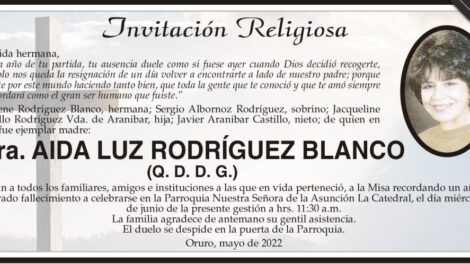 Invitación Religiosa para Aida Luz Rodríguez Blanco
