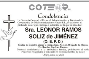 Condolencia Sra. Leonor Ramos Soliz