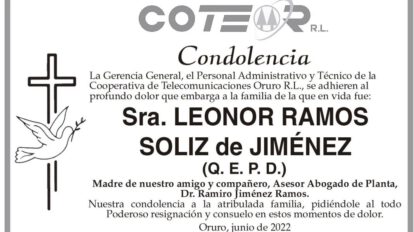Condolencia Sra. Leonor Ramos Soliz