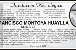 Invitación Necrológica de Francisco Montoya Huaylla