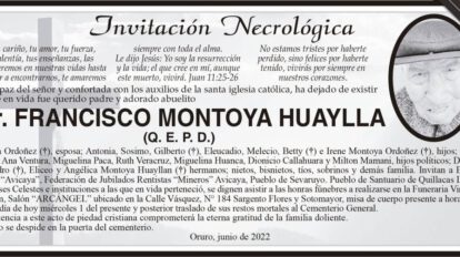 Invitación Necrológica de Francisco Montoya Huaylla