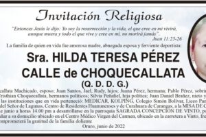 Invitación Religiosa para Hilda Teresa Pérez Calle