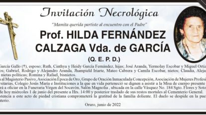 Invitación Necrológica para Prof. Hilda Fernández Calzaga