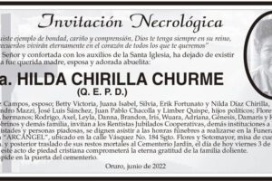 Invitación Necrológica de Hilda Chirilla Churme