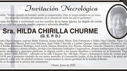 Invitación Necrológica de Hilda Chirilla Churme