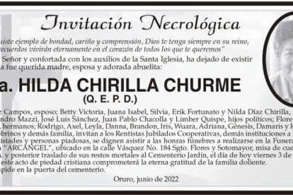 Invitación Necrológica de Hilda Chirilla Churme